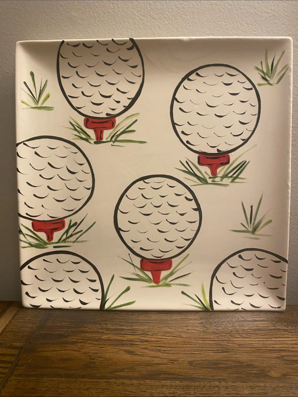 Golf Platter Handmade Pottery 10” X 10” NWT